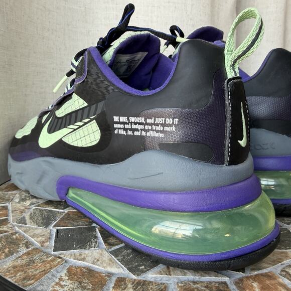 Nike Air Max 270 React CT1617-001 Black Green Purple Size 13 - Picture 10 of 16